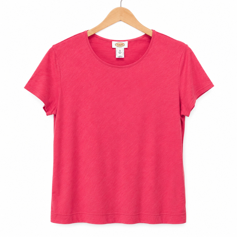 Talbots Blouse Womens Size XL Pink Salmon 100% Silk Crew Neck Lightweight NWT